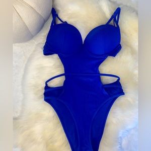 La Senza Royal Blue High Waisted One Piece Swimsuit - WORN ONCE. Size 32DD/34D